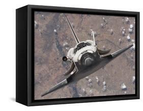The Space Shuttle Discovery Approaches the International Space Station for Docking-Stocktrek Images-Framed Stretched Canvas