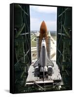 The Space Shuttle Discovery Begins Its Six Hour Trek from the Vehicle Assembly Building-null-Framed Stretched Canvas