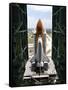 The Space Shuttle Discovery Begins Its Six Hour Trek from the Vehicle Assembly Building-null-Framed Stretched Canvas
