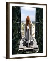 The Space Shuttle Discovery Begins Its Six Hour Trek from the Vehicle Assembly Building-null-Framed Premium Photographic Print