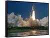 The Space Shuttle Discovery Rises from the Swamps Surrounding its Pad at Kennedy Space Center-null-Framed Stretched Canvas