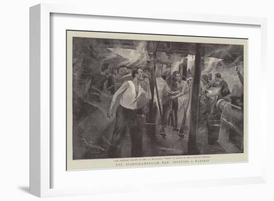 The Spanish-American War, Fighting a Warship-null-Framed Giclee Print