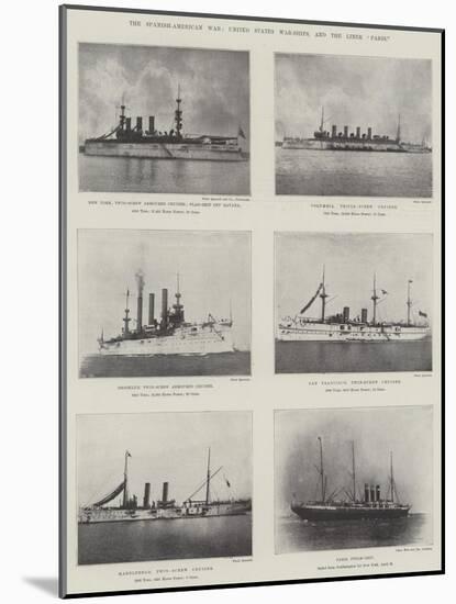 The Spanish-American War, United States War-Ships, and the Liner Paris-null-Mounted Giclee Print