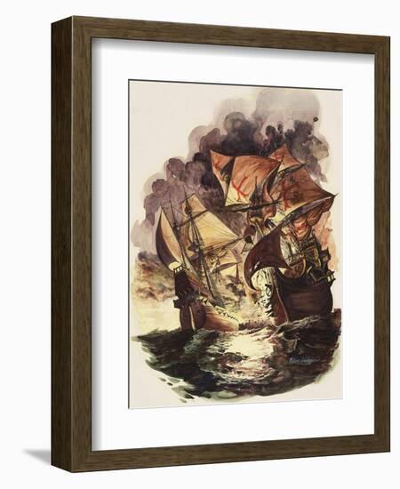 The Spanish Armada, 1588-Peter Jackson-Framed Premium Giclee Print