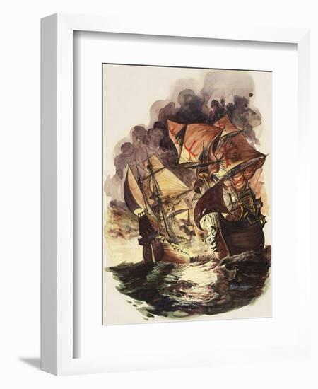 The Spanish Armada, 1588-Peter Jackson-Framed Premium Giclee Print