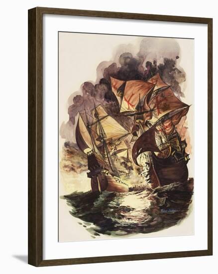 The Spanish Armada, 1588-Peter Jackson-Framed Giclee Print