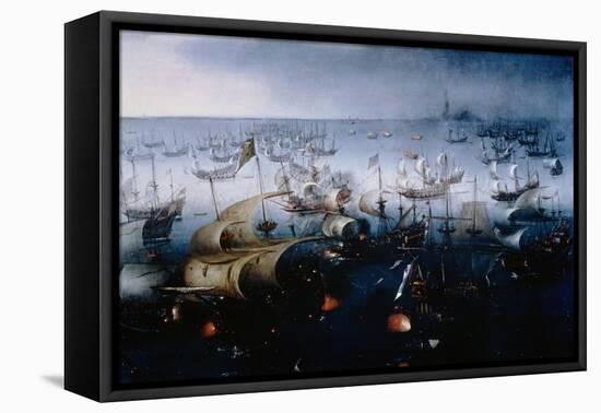 The Spanish Armada Defeated in the English Channel in July 1588-Hendrick van de Sande Bakhuyzen-Framed Stretched Canvas