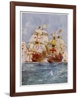 The Spanish Armada Lord Howard in the Ark Royal Attacks Medina Sidonia in the San Martin-Charles Dixon-Framed Art Print