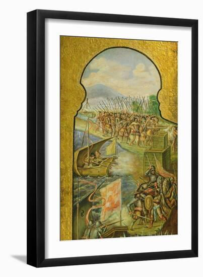 The Spanish Enter Mexico City from the Marsh-null-Framed Giclee Print