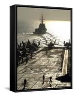 The Spanish Navy Frigate Alvaro De Bazan Pulls Away from Aircraft Carrier USS Theodore Roosevelt-Stocktrek Images-Framed Stretched Canvas