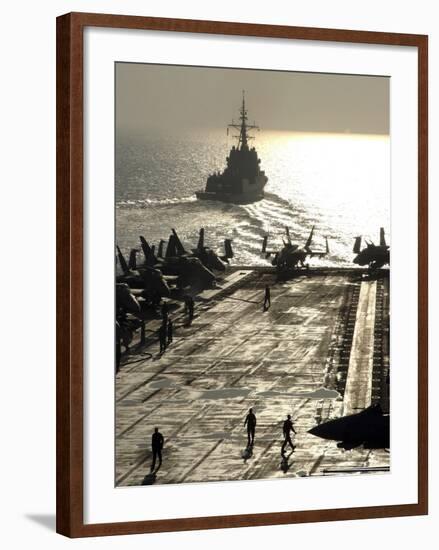 The Spanish Navy Frigate Alvaro De Bazan Pulls Away from Aircraft Carrier USS Theodore Roosevelt-Stocktrek Images-Framed Photographic Print