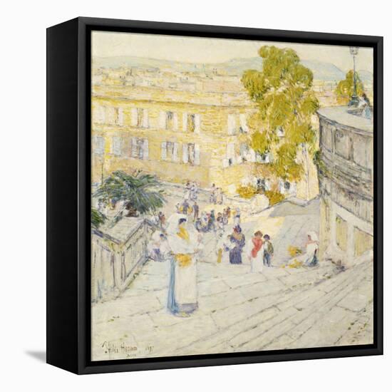 The Spanish Steps of Rome-Childe Hassam-Framed Stretched Canvas