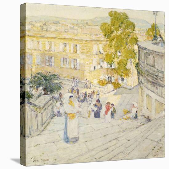 The Spanish Steps of Rome-Childe Hassam-Stretched Canvas