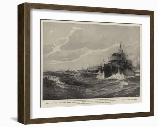 The Spanish Torpedo Boat Flotilla under Captain Villaamil Which Assembled at Cape Verde Islands-Eduardo de Martino-Framed Giclee Print