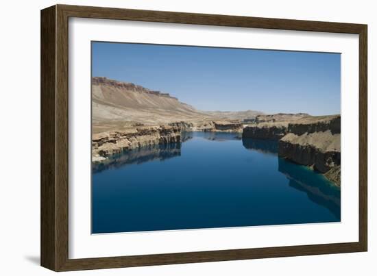 The spectacular deep blue lakes of Band-e Amir, country's first Nat'l Park, Afghanistan-Alex Treadway-Framed Photographic Print