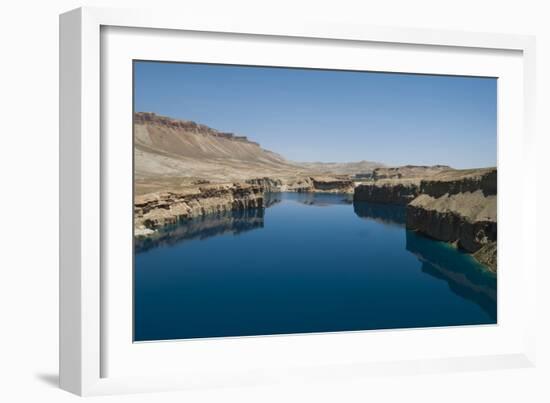 The spectacular deep blue lakes of Band-e Amir, country's first Nat'l Park, Afghanistan-Alex Treadway-Framed Photographic Print