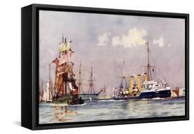 The "Speedy" Leaving Portsmouth-Charles Edward Dixon-Framed Stretched Canvas