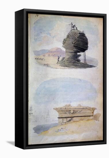 The Sphinx and a Tomb, Egypt, 19th Century-CH Smith-Framed Stretched Canvas