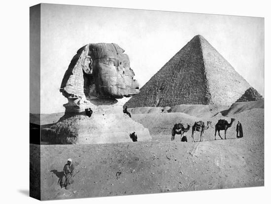 The Sphinx and Pyramid at Giza, Egypt, C1882-null-Stretched Canvas