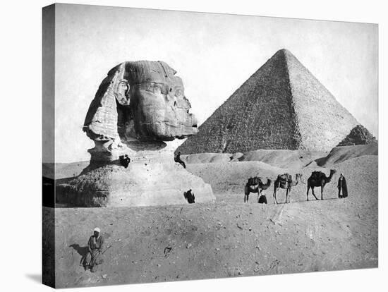 The Sphinx and Pyramid at Giza, Egypt, C1882-null-Stretched Canvas