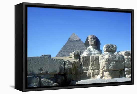 The Sphinx and Pyramid of Khafre (Chephren), Giza, Egypt, 4th Dynasty, 26th Century Bc-CM Dixon-Framed Stretched Canvas