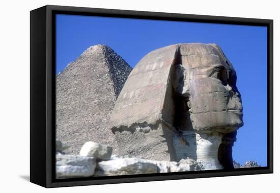 The Sphinx and Pyramid of Khafre (Chephren), Giza, Egypt, 4th Dynasty, 26th Century Bc-CM Dixon-Framed Stretched Canvas