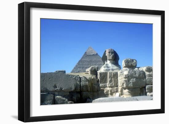 The Sphinx and Pyramid of Khafre (Chephren), Giza, Egypt, 4th Dynasty, 26th Century Bc-CM Dixon-Framed Photographic Print