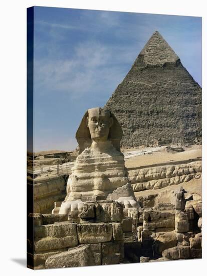 The Sphinx and Pyramid of Pharaoh Chefren-null-Stretched Canvas