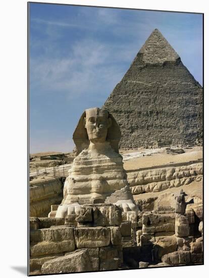 The Sphinx and Pyramid of Pharaoh Chefren-null-Mounted Giclee Print