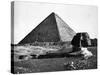 The Sphinx and the Pyramid of Cheops Standing in the Desert-null-Stretched Canvas