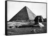 The Sphinx and the Pyramid of Cheops Standing in the Desert-null-Framed Stretched Canvas