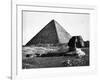 The Sphinx and the Pyramid of Cheops Standing in the Desert-null-Framed Photographic Print