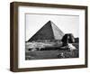 The Sphinx and the Pyramid of Cheops Standing in the Desert-null-Framed Photographic Print