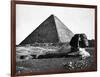 The Sphinx and the Pyramid of Cheops Standing in the Desert-null-Framed Photographic Print