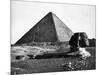 The Sphinx and the Pyramid of Cheops Standing in the Desert-null-Mounted Photographic Print