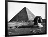 The Sphinx and the Pyramid of Cheops Standing in the Desert-null-Framed Photographic Print
