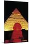 The Sphinx of Giza and Pyramid of Khafre at Night, Giza Necropolis-null-Mounted Photographic Print