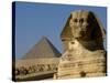 The Sphinx with 4th Dynasty Pharaoh Menkaure's Pyramid, Giza, Egypt-Kenneth Garrett-Stretched Canvas