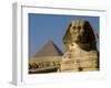 The Sphinx with 4th Dynasty Pharaoh Menkaure's Pyramid, Giza, Egypt-Kenneth Garrett-Framed Photographic Print