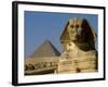 The Sphinx with 4th Dynasty Pharaoh Menkaure's Pyramid, Giza, Egypt-Kenneth Garrett-Framed Photographic Print