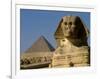 The Sphinx with 4th Dynasty Pharaoh Menkaure's Pyramid, Giza, Egypt-Kenneth Garrett-Framed Photographic Print