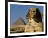 The Sphinx with 4th Dynasty Pharaoh Menkaure's Pyramid, Giza, Egypt-Kenneth Garrett-Framed Photographic Print
