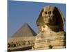 The Sphinx with 4th Dynasty Pharaoh Menkaure's Pyramid, Giza, Egypt-Kenneth Garrett-Mounted Photographic Print