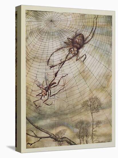 The Spider and the Fly, Illustration from 'Aesop's Fables', Published by Heinemann, 1912-Arthur Rackham-Stretched Canvas