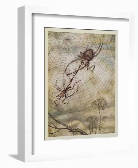 The Spider and the Fly, Illustration from 'Aesop's Fables', Published by Heinemann, 1912-Arthur Rackham-Framed Giclee Print