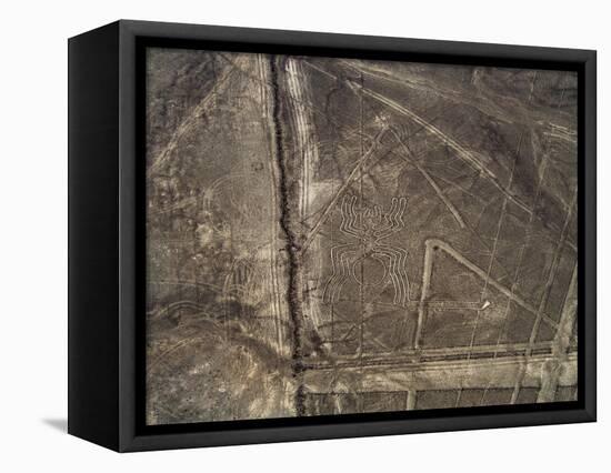 The Spider Geoglyph, aerial view, Nazca, UNESCO World Heritage Site, Ica Region, Peru, South Americ-Karol Kozlowski-Framed Stretched Canvas