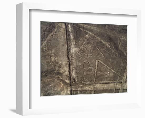 The Spider Geoglyph, aerial view, Nazca, UNESCO World Heritage Site, Ica Region, Peru, South Americ-Karol Kozlowski-Framed Photographic Print