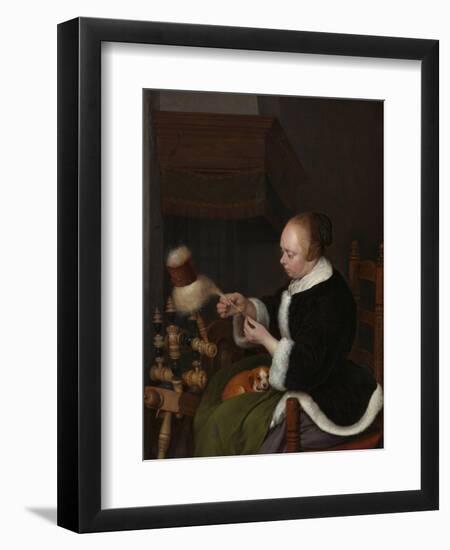 The Spinner, 1652-Gerard Ter Borch the Younger-Framed Giclee Print