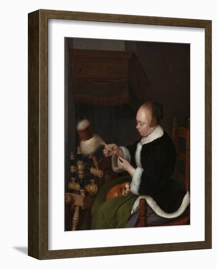 The Spinner, 1652-Gerard Ter Borch the Younger-Framed Giclee Print