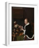 The Spinner, 1652-Gerard Ter Borch the Younger-Framed Giclee Print